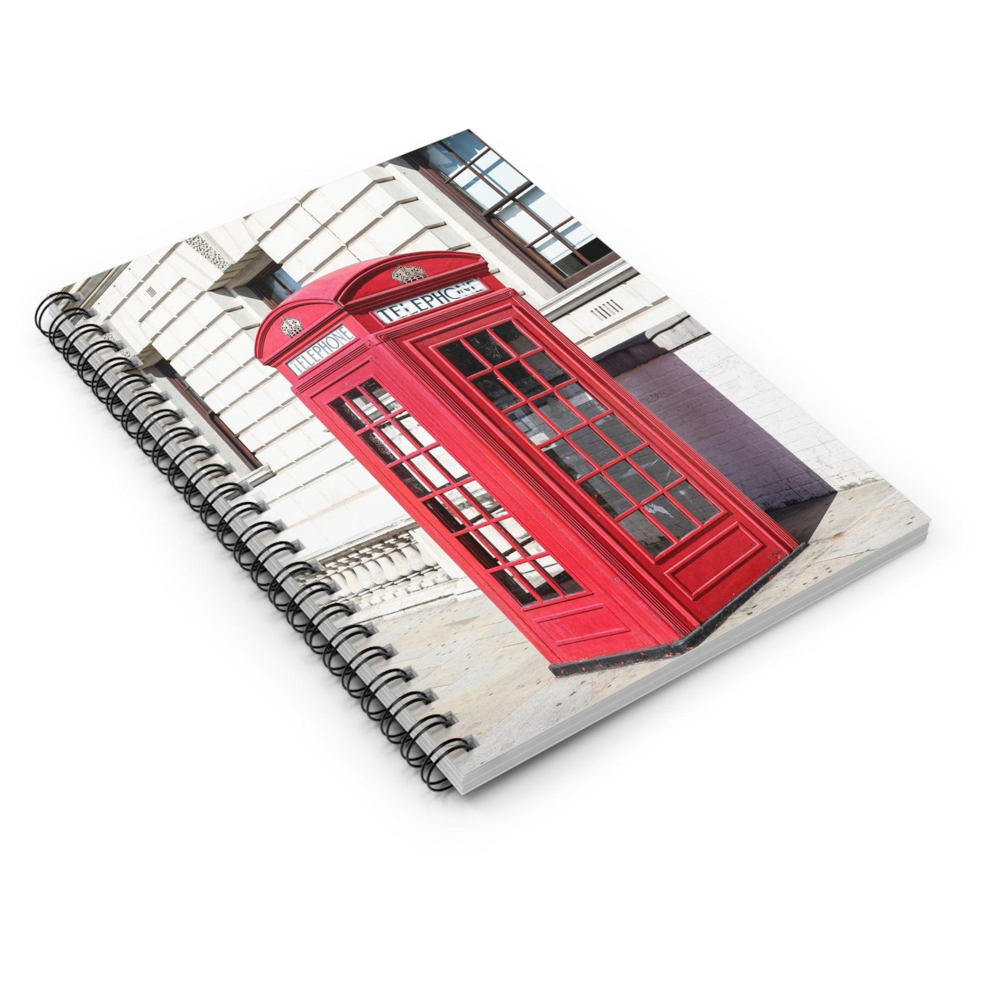 Red London Telephone Booth Spiral Notebook - Departures Print Shop