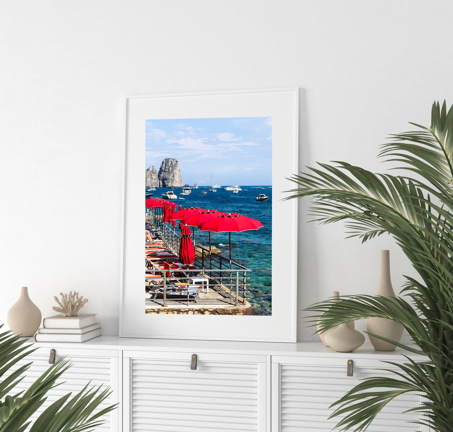Red Umbrellas Capri Beach Club | Amalfi Coast Italy Photography - Departures Print Shop