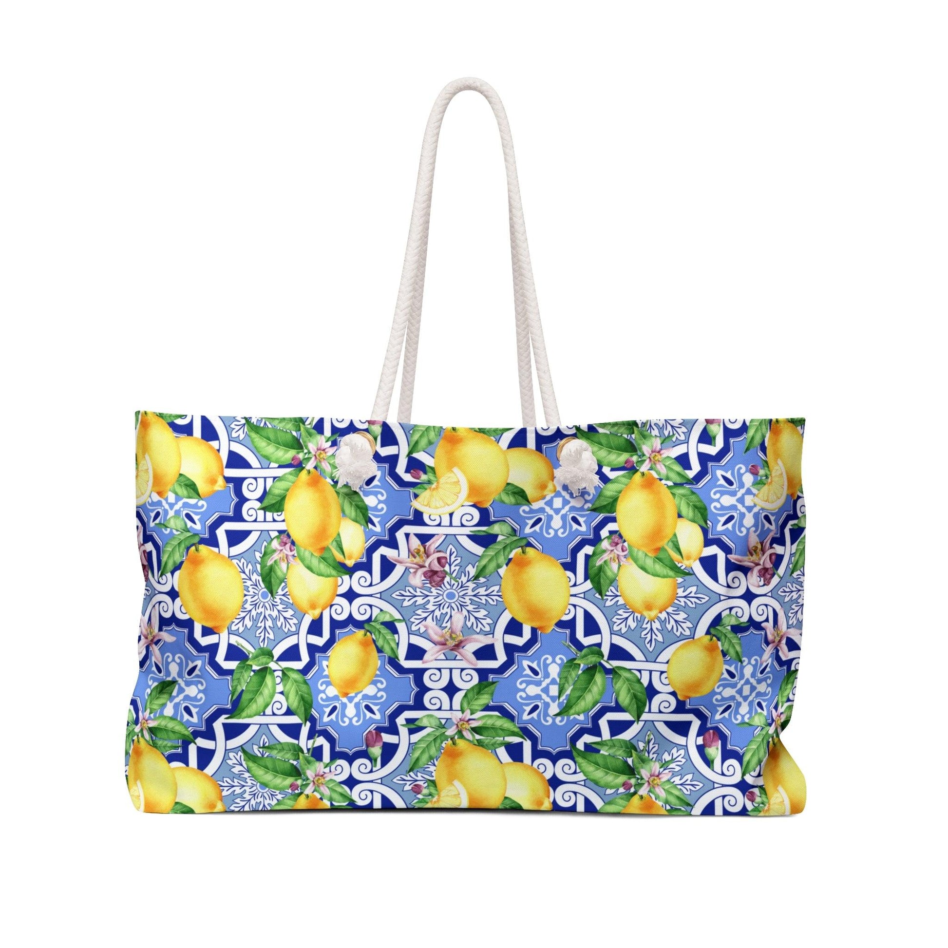 Sicilian Summer | Lemon Print Beach Bag - Departures Print Shop