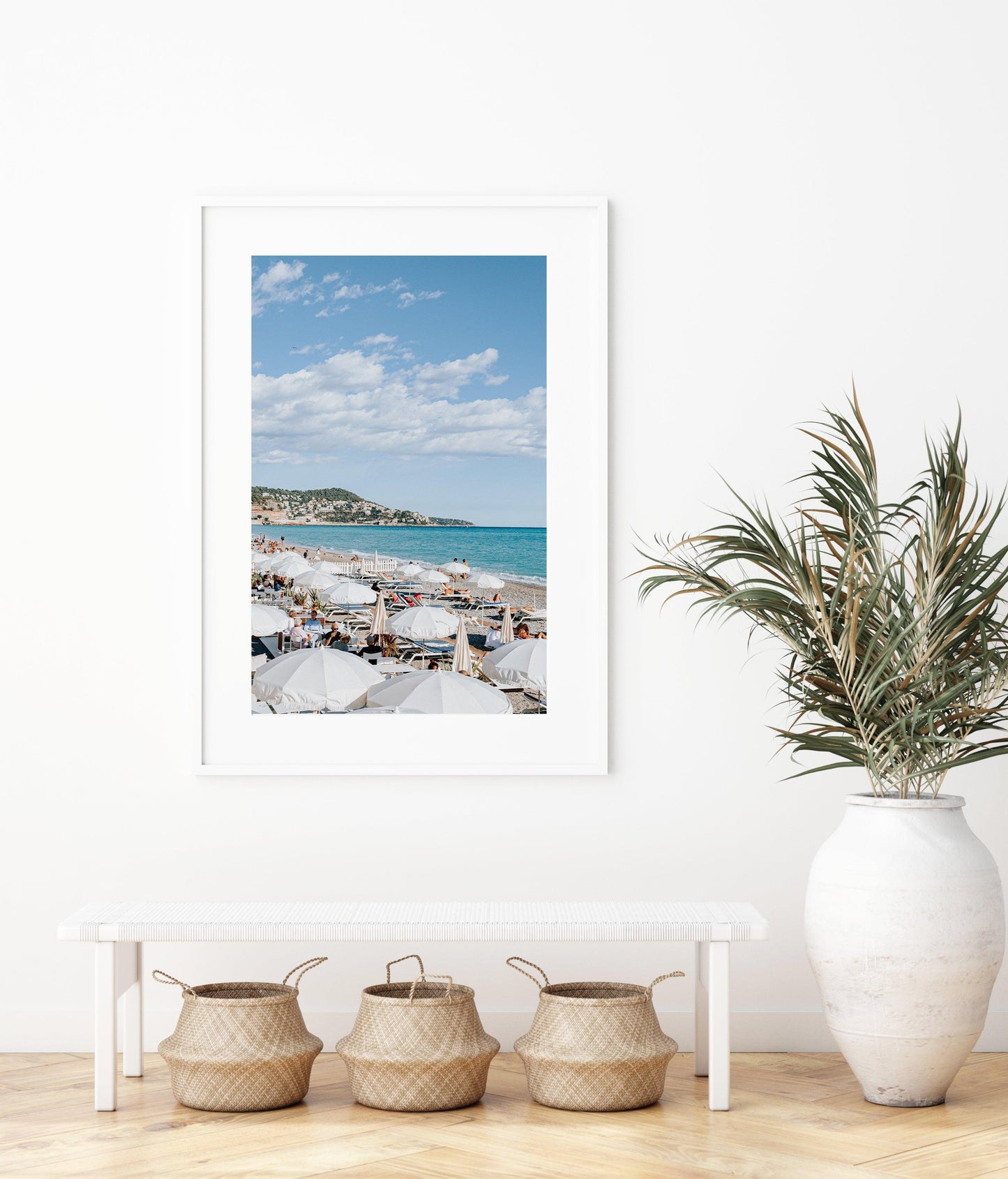 White Beach Umbrellas Photography Print | French Riviera Photography Print - Departures Print Shop