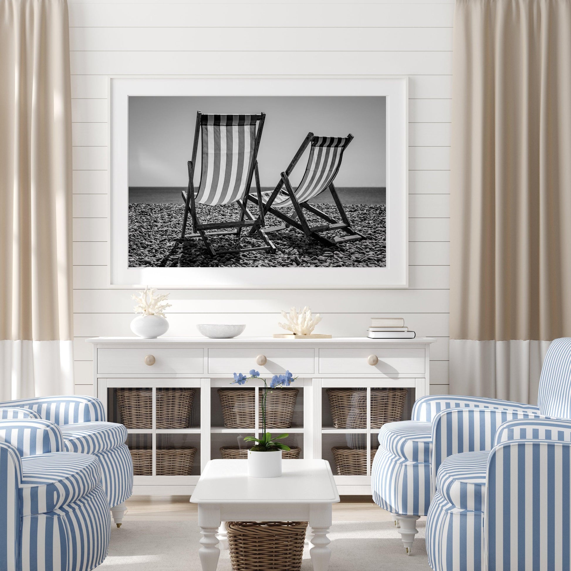 B&W Beach Chairs | Beach Print - Departures Print Shop