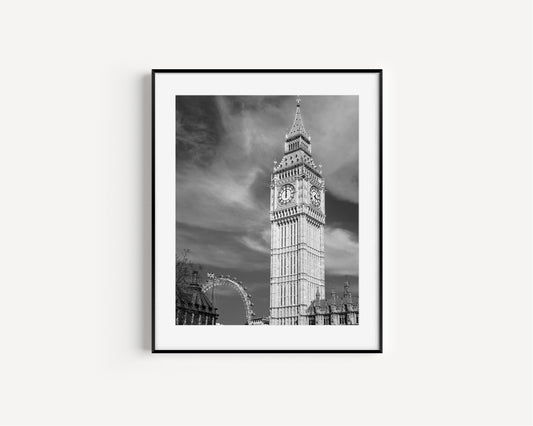 B&W Big Ben & London Eye | London Print - Departures Print Shop