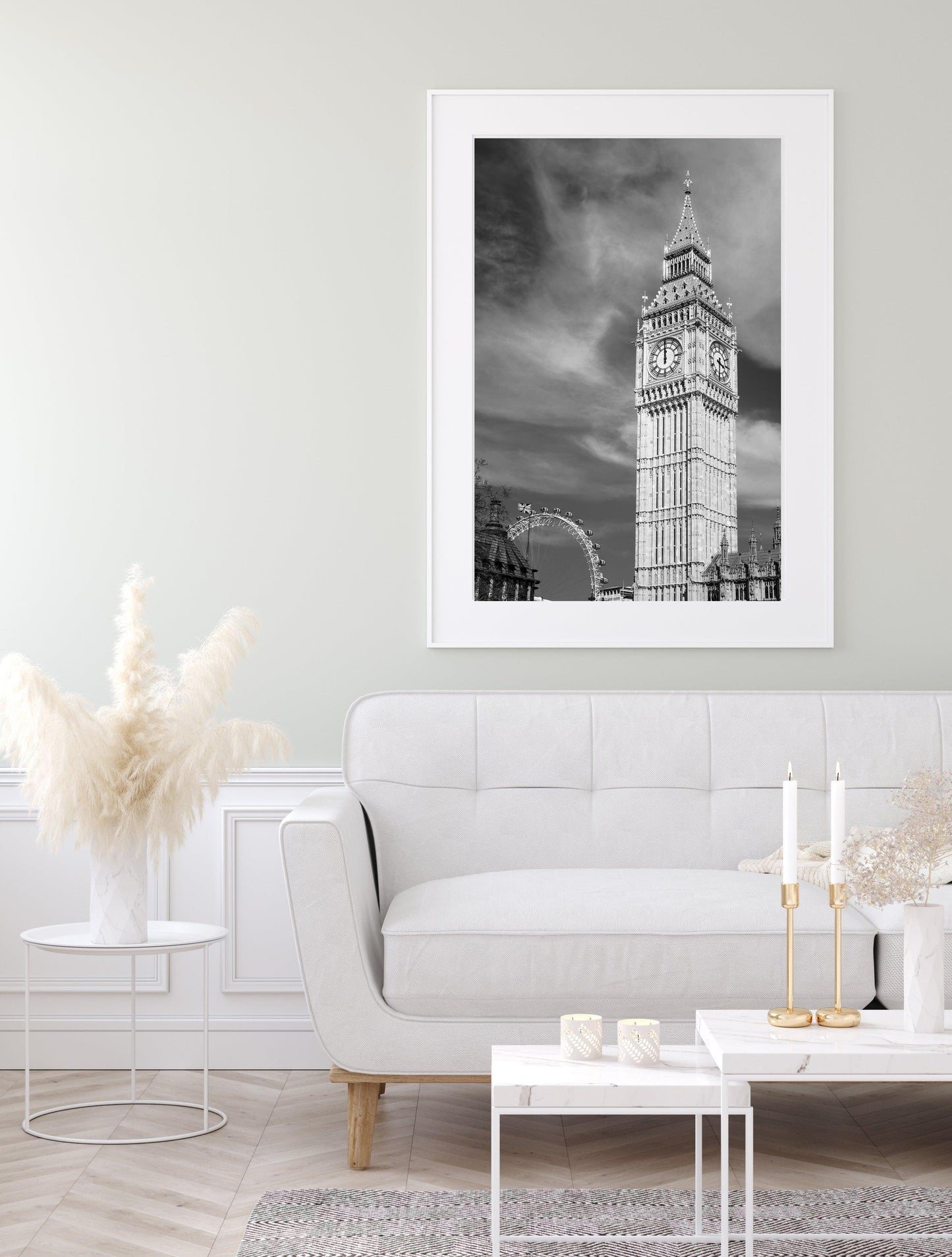 B&W Big Ben & London Eye | London Print - Departures Print Shop