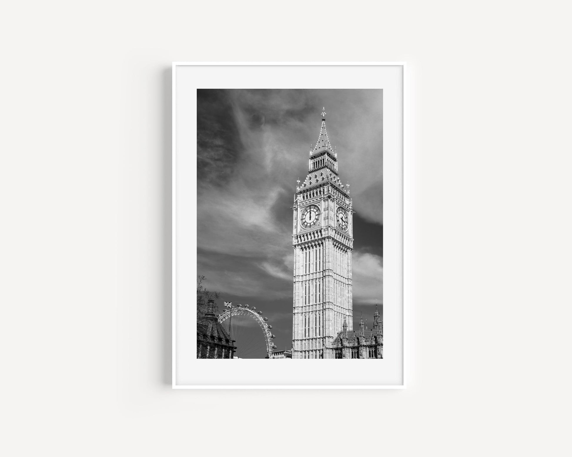 B&W Big Ben & London Eye | London Print - Departures Print Shop