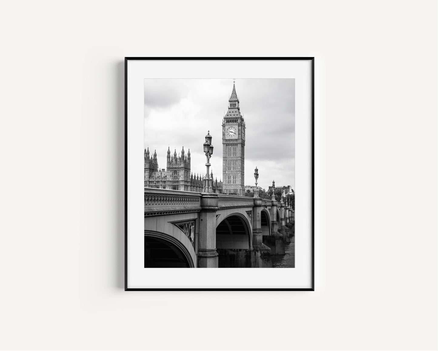 B&W Big Ben & Westminster Bridge | London Print - Departures Print Shop
