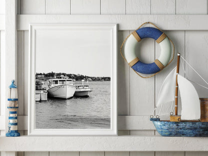 Black and White Boats | Beach Photography Print - Departures Print Shop