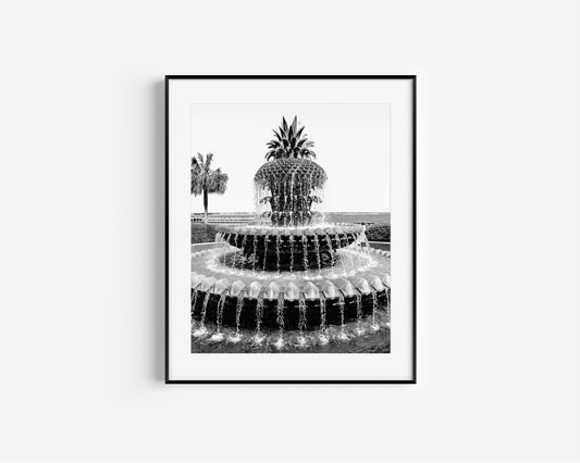 Black and White Charleston Pineapple Fountain Print | Charleston Photography Print - Departures Print Shop