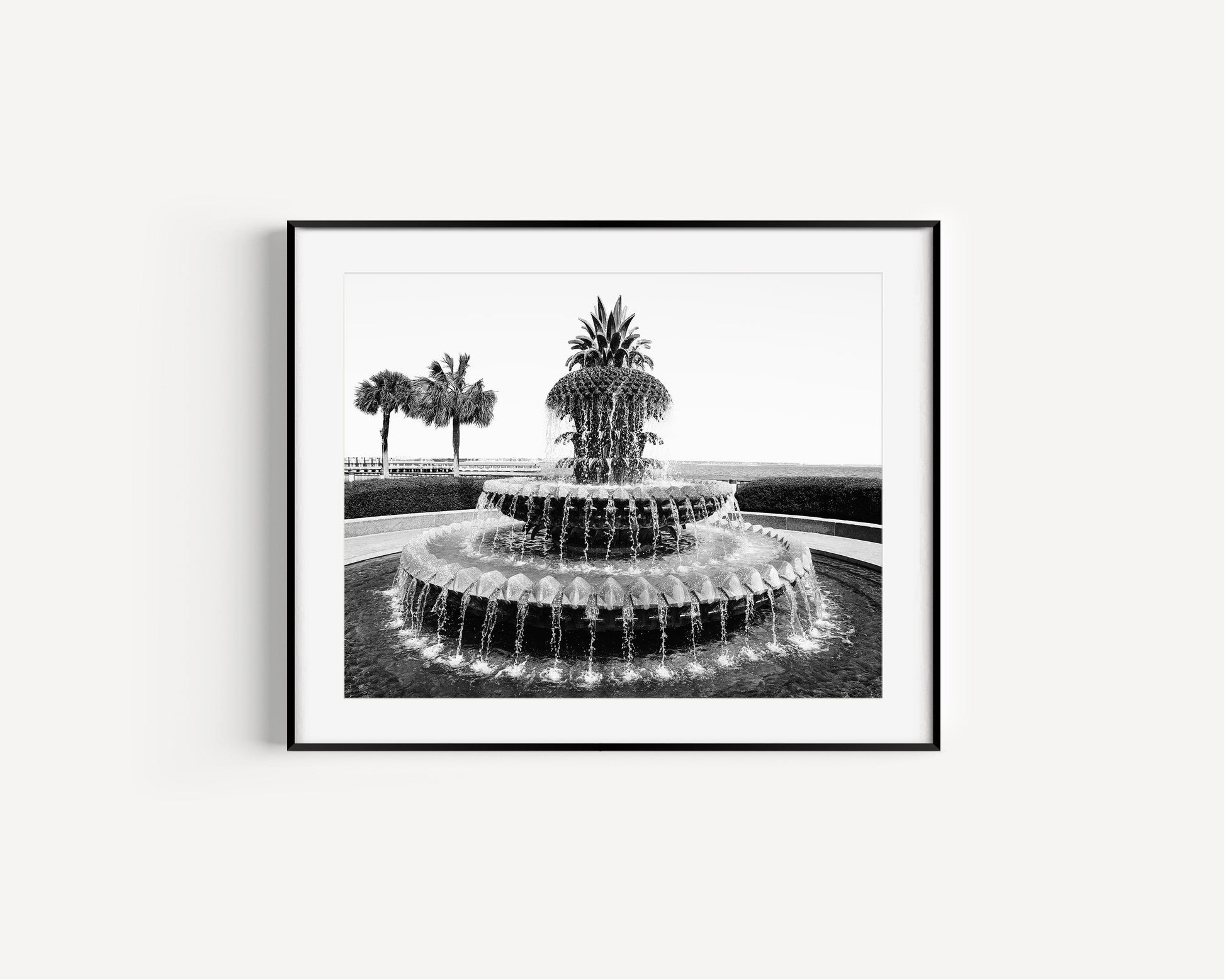 Black and White Charleston Pineapple Fountain Print II | Charleston Photography Print - Departures Print Shop