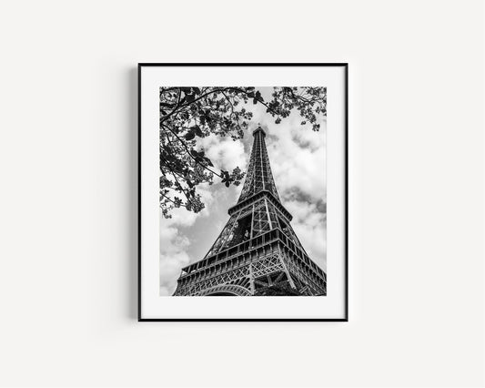B&W Eiffel Tower & Tree Branches | Paris Print - Departures Print Shop