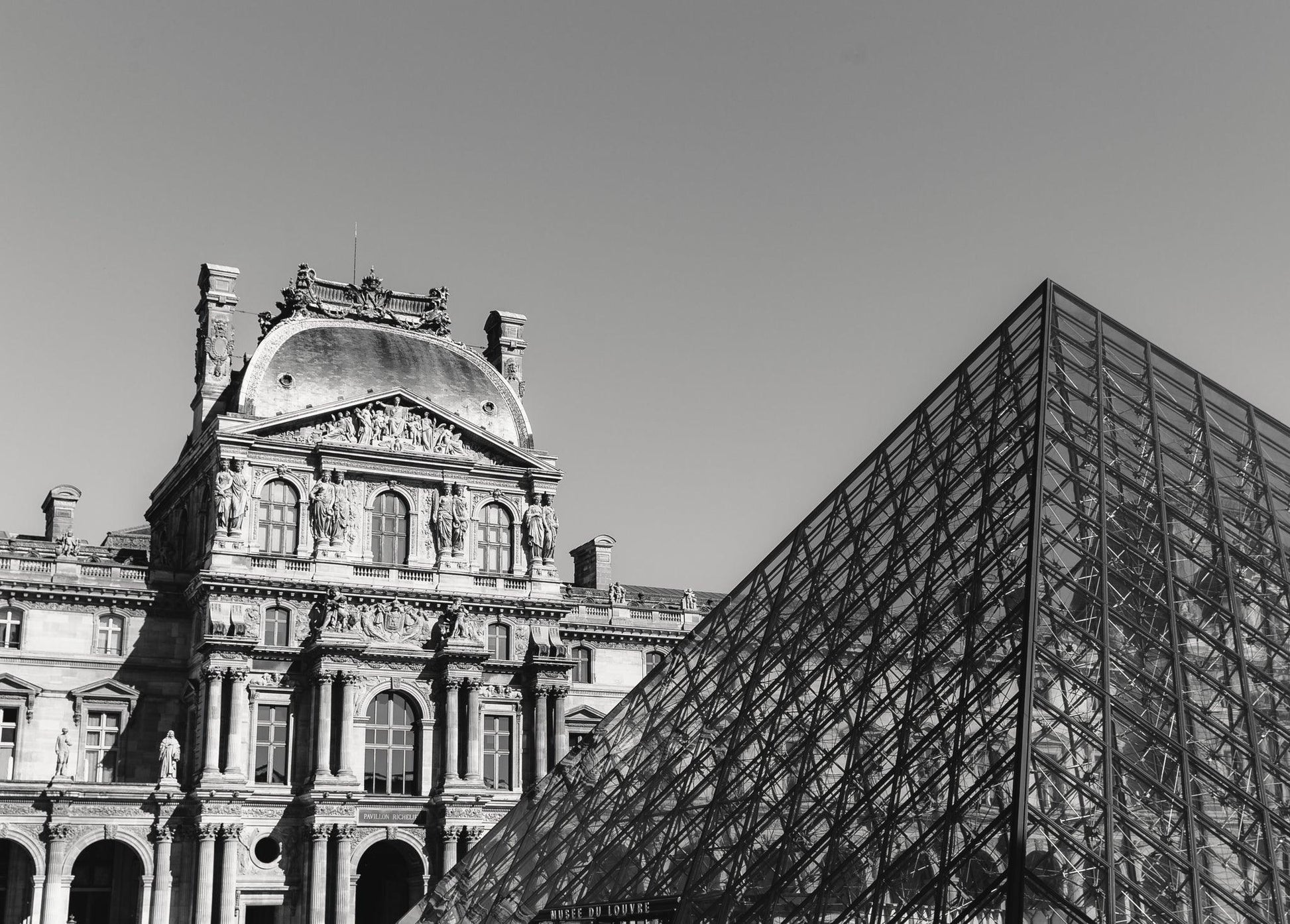 Black and White Louvre Museum Pyramid | Paris Photography Print - Departures Print Shop