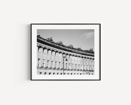 B&W Royal Crescent Bath England | United Kingdom Print - Departures Print Shop