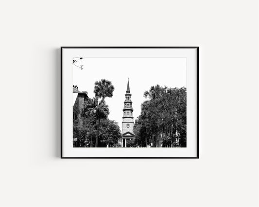 Black and White St. Philip's Church | Charleston Photography Print - Departures Print Shop