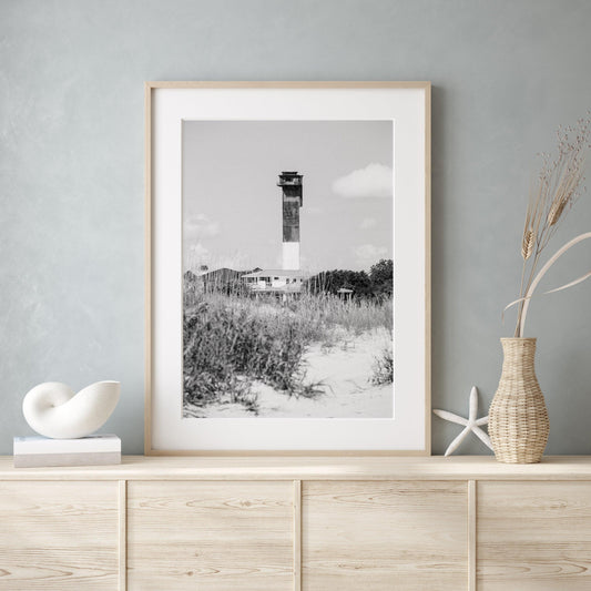 B&W Sullivan's Island Lighthouse | Charleston Print - Departures Print Shop