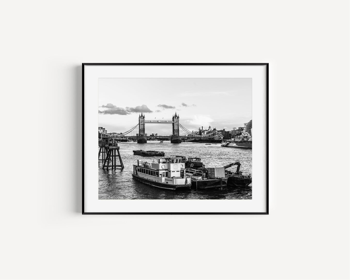 B&W Tower Bridge Thames River | London Print - Departures Print Shop