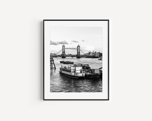 B&W Tower Bridge Thames River II | London Print - Departures Print Shop