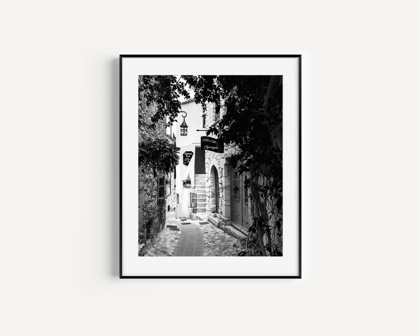 B&W Village of Eze Alley | French Riviera Print - Departures Print Shop