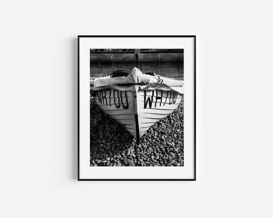 Black and White Wooden Boat Photography II | Beach Photography Print - Departures Print Shop