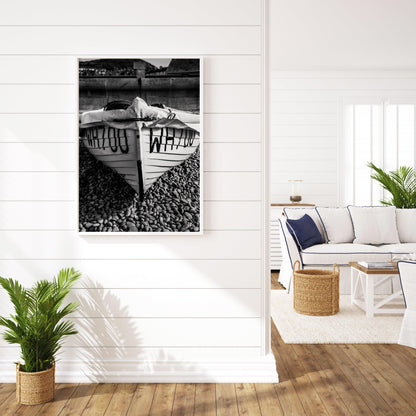 Black and White Wooden Boat Photography II | Beach Photography Print - Departures Print Shop