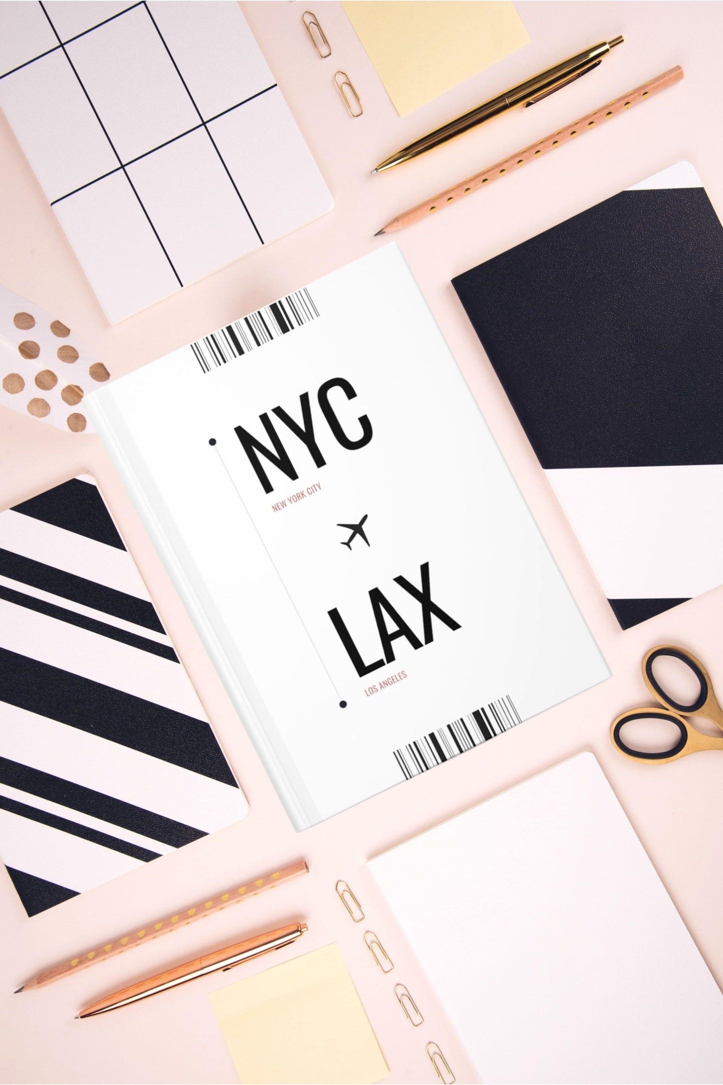 NYC to LAX | Boarding Pass Travel Notebook - Departures Print Shop