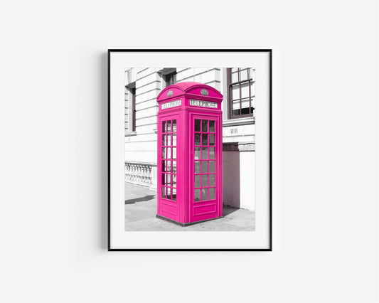 Pink Phone Booth | London Print - Departures Print Shop