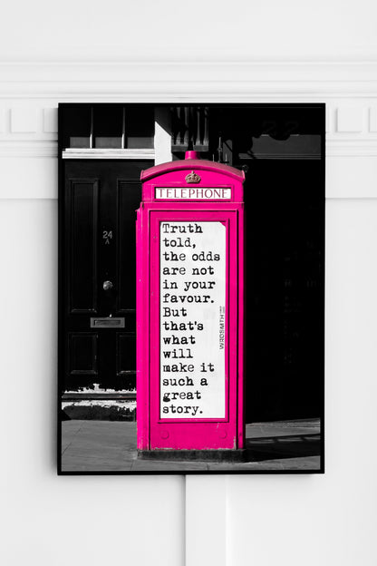 Pink Phone Booth Quote | London Print - Departures Print Shop