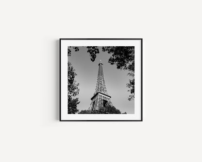 B&W Eiffel Tower II | Square Paris Print - Departures Print Shop