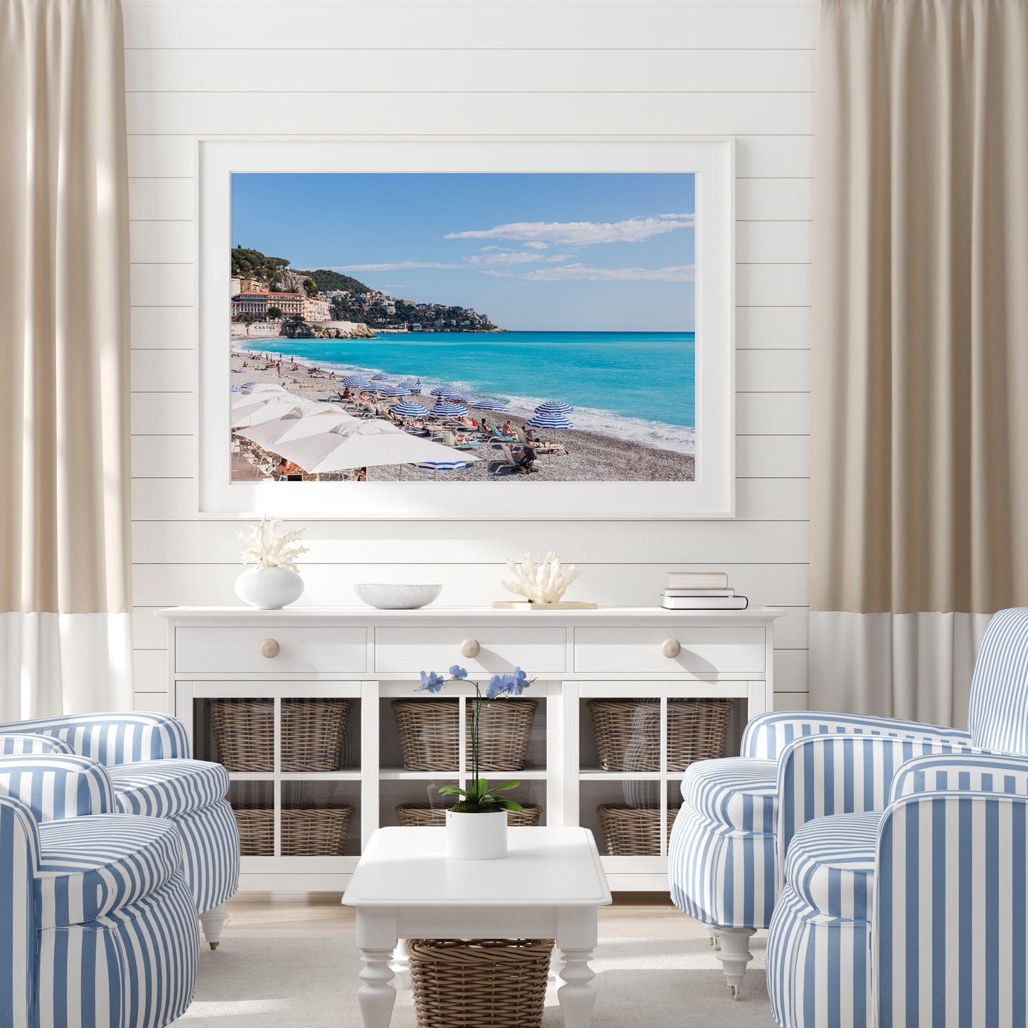 Striped Beach Umbrellas Print | French Riviera Photography Print - Departures Print Shop
